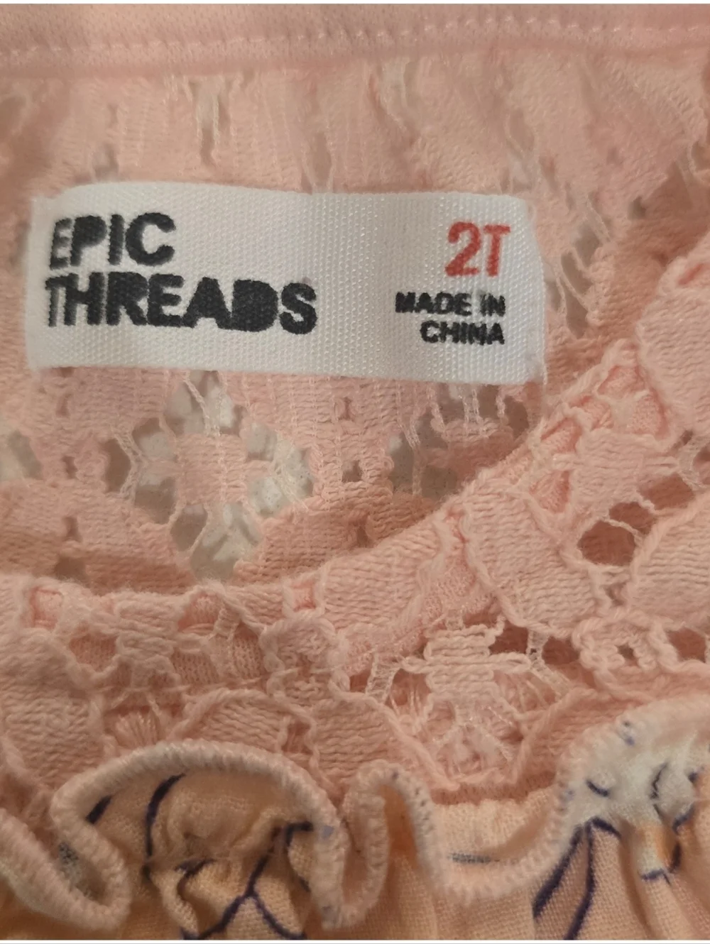 Epic Threads Toddler Girls Floral Lace Overlay Dress Size 2T Peach Sleeveless